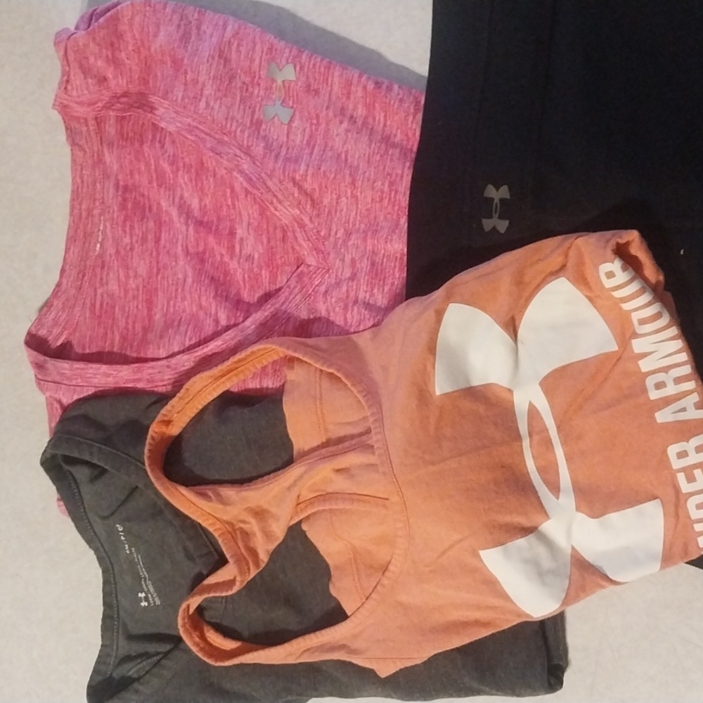 Under Armour Pink and Orange Tank Tops Moisture-Wicking Athletic Wear
